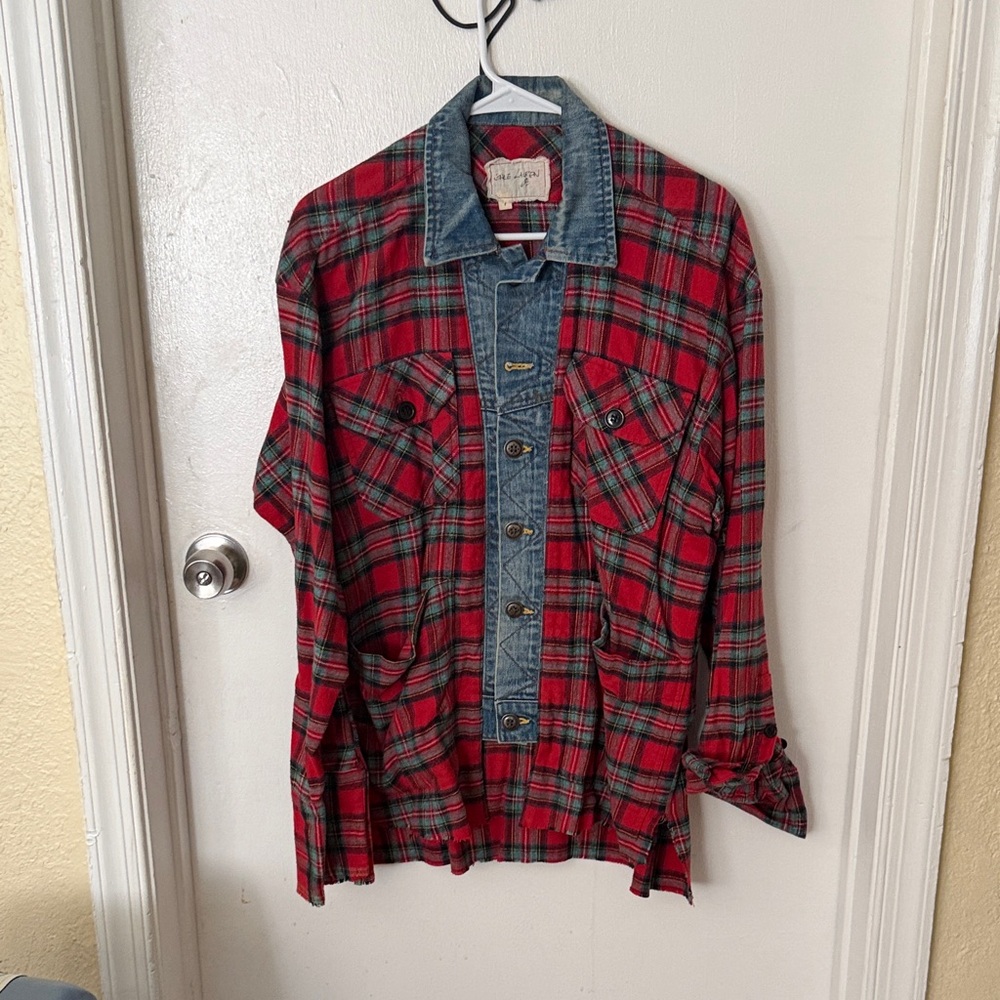 Greg Lauren Red Plaid Casual Button Down Shirt
